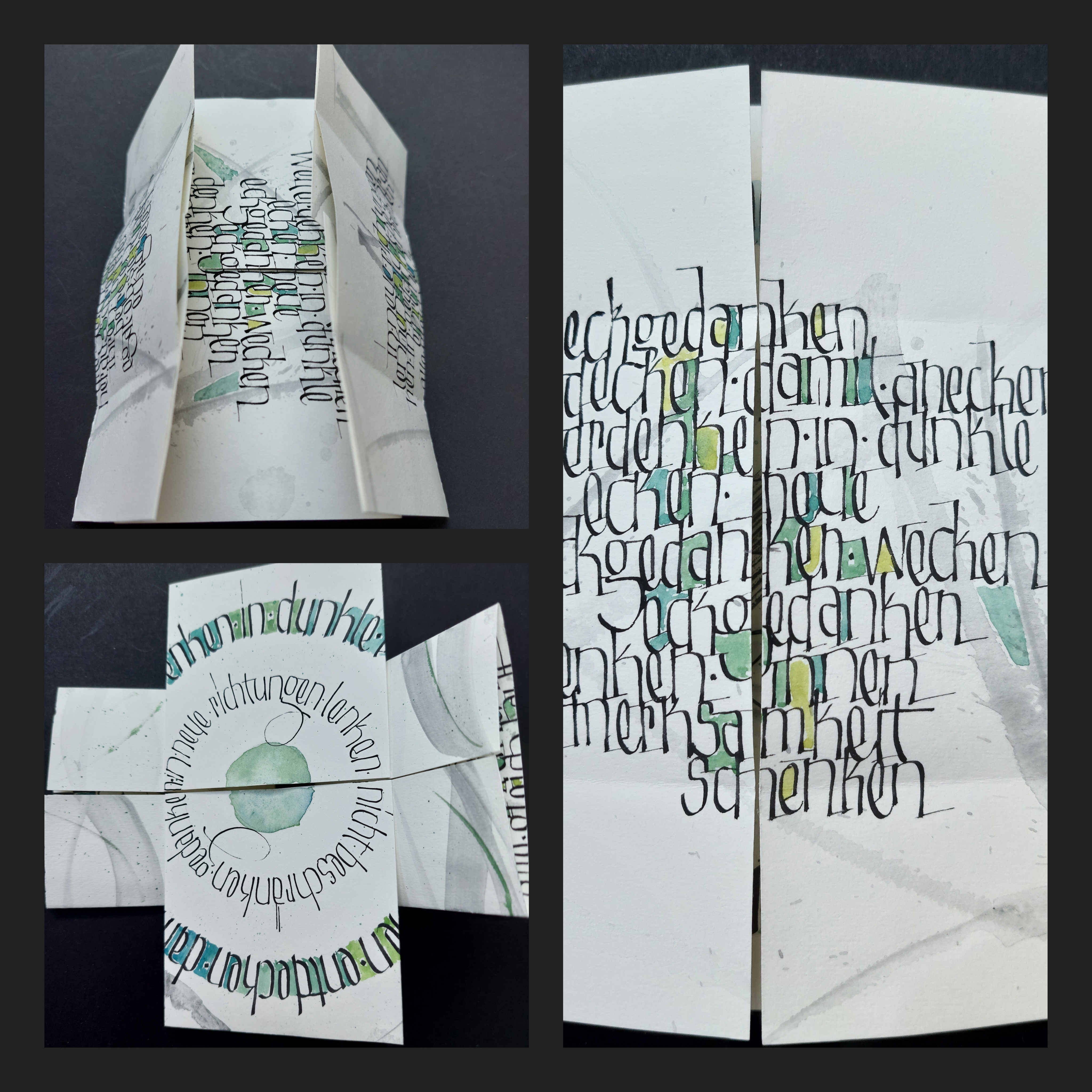 Papierfaltobjekte und Antiqua Papierfaltobjetk mit Schriftart Antiqua