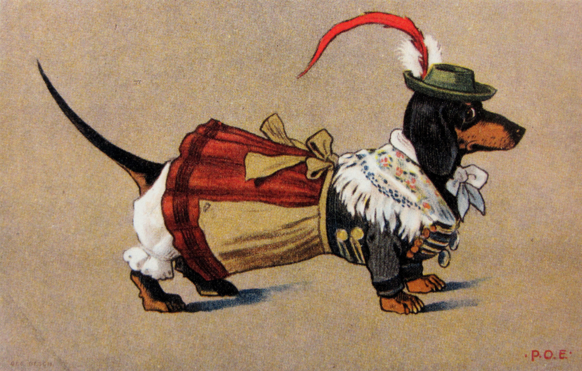 Paul Otto Engelhard „Dackel in Tracht“ um 1905, Verlag Ottmar Zieher Paul Otto Engelhard „Dackel in Tracht“ um 1905, Verlag Ottmar Zieher